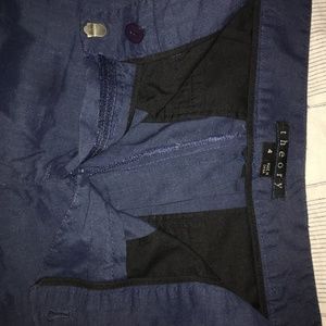 Theory Linen Pants Navy Blue